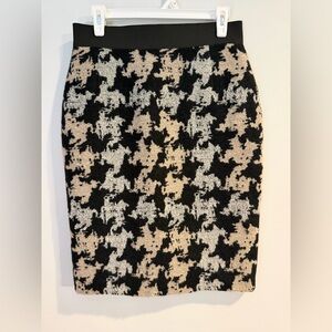 AKRIS PUNTO Houndstooth Geometric Wool Blend Pencil Skirt size US 8 Excellent
